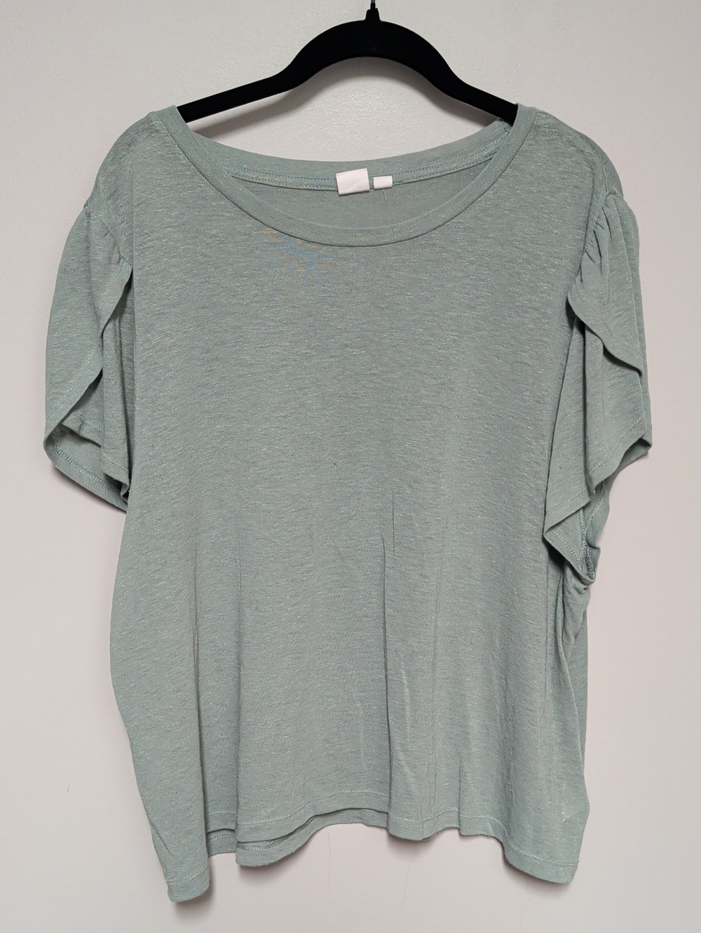 GAP Light Sage Short Sleeve Ruffle Tee